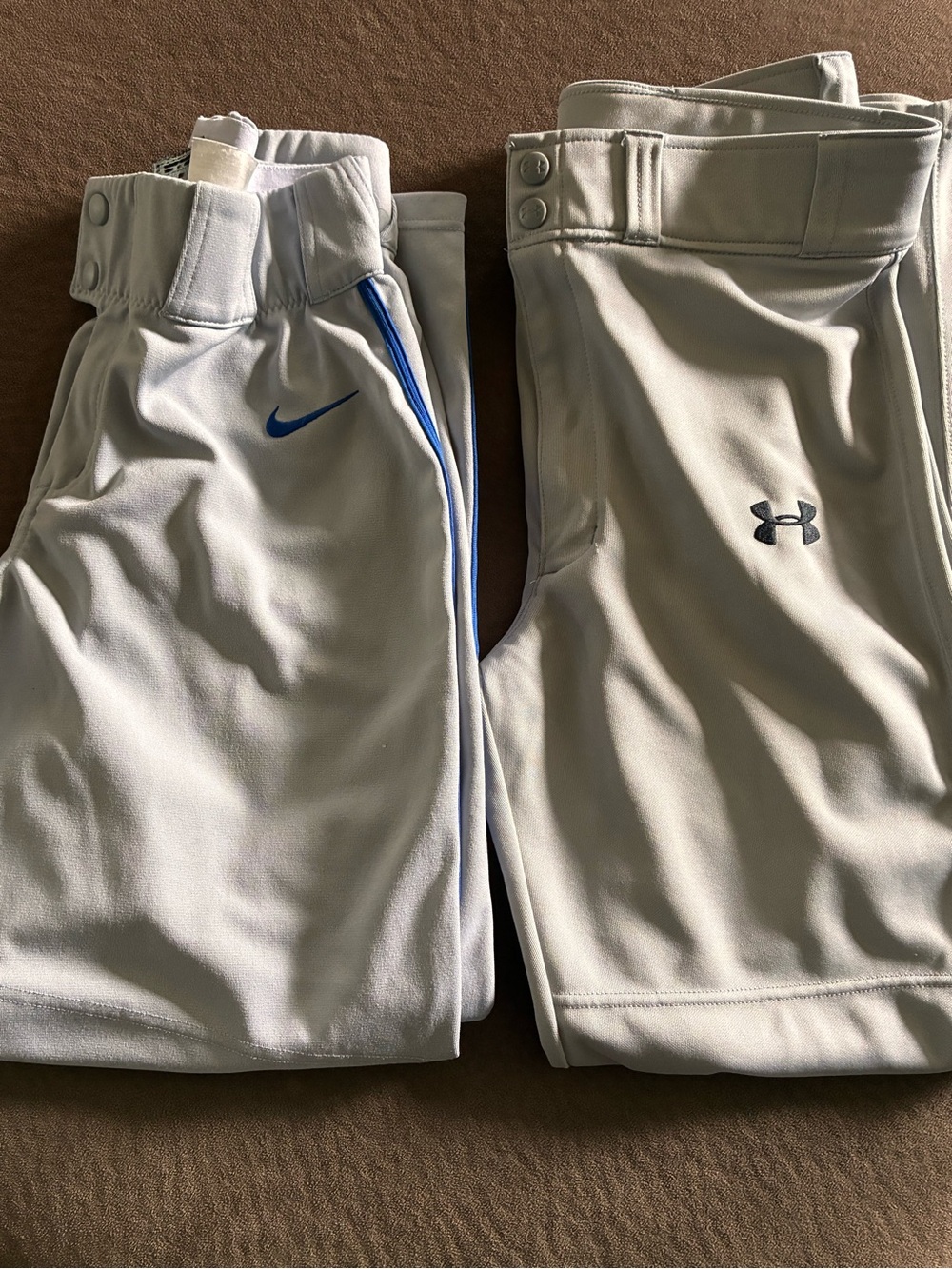Nike & Under Armour White Athletic Pants Duo BASEBALL Youth XL